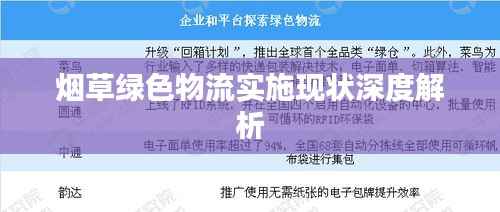 烟草绿色物流实施现状深度解析